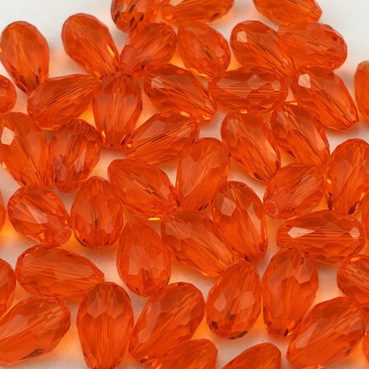 150pcs 4x6mm Teardrop Crystal Glass Beads for Jewelry Making, Faceted Vertical Hole Teardrop Glass Spacer Beads for Wind Chimes Bracelet Earring Necklace DIY Craft(Orange)