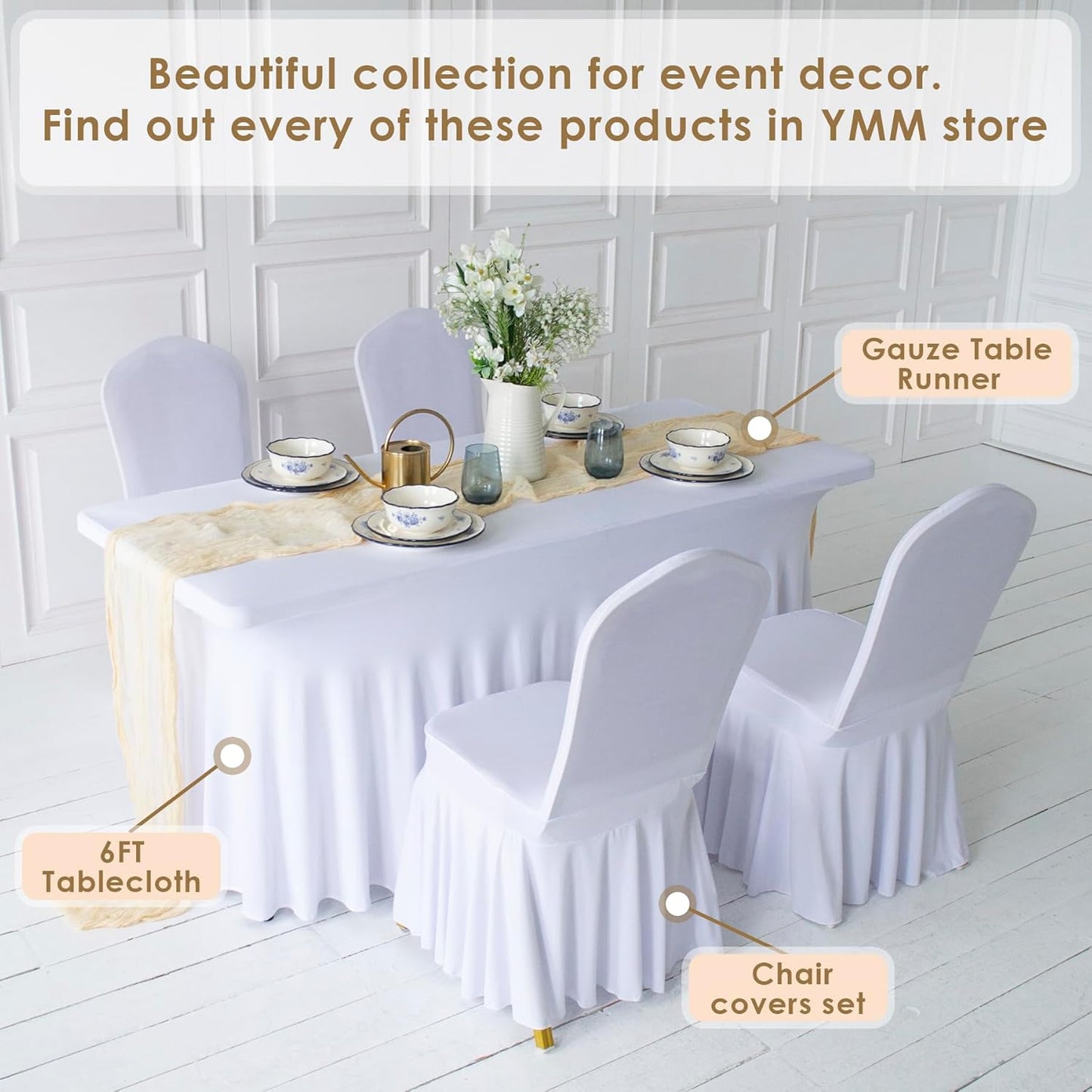 Gauze Table Runner Bulk Cheesecloth Table Runner Set of 2 Pieces 141 inches Long Each for Bohemian Wedding Wedding Decorations, Beige Cheese Cloth Gauze Fabric