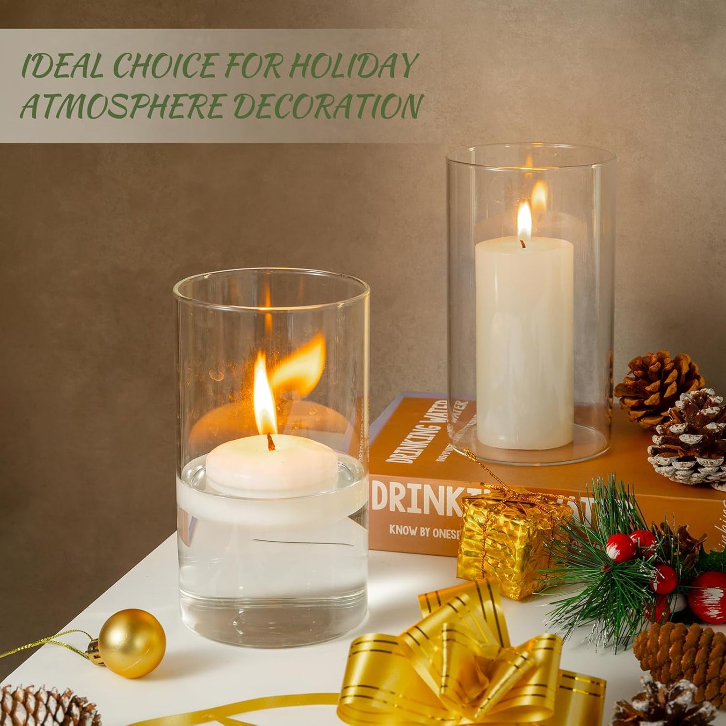 12pcs Glass Cylinder Vases for Centerpieces - 6 Inch Tall Flower Vase for Wedding Decorations, Clear Glass Flower Vases Floating Candle Holder for Table Centerpiece Wedding Home Décor