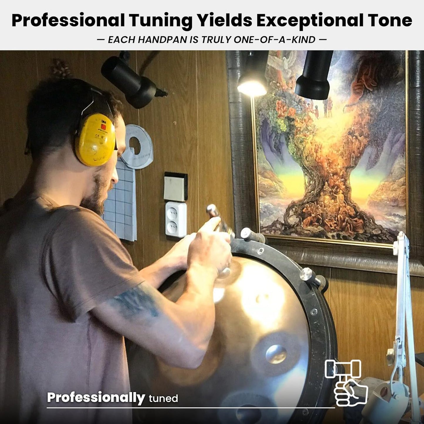 "SINGOFIRE" Handpan Drum, Handpan Drums for Adults, 22-Inch 432Hz D Minor Kurd Handpan, HandPan Instrument (Black-9Notes（432HZ）, 22-Inch)