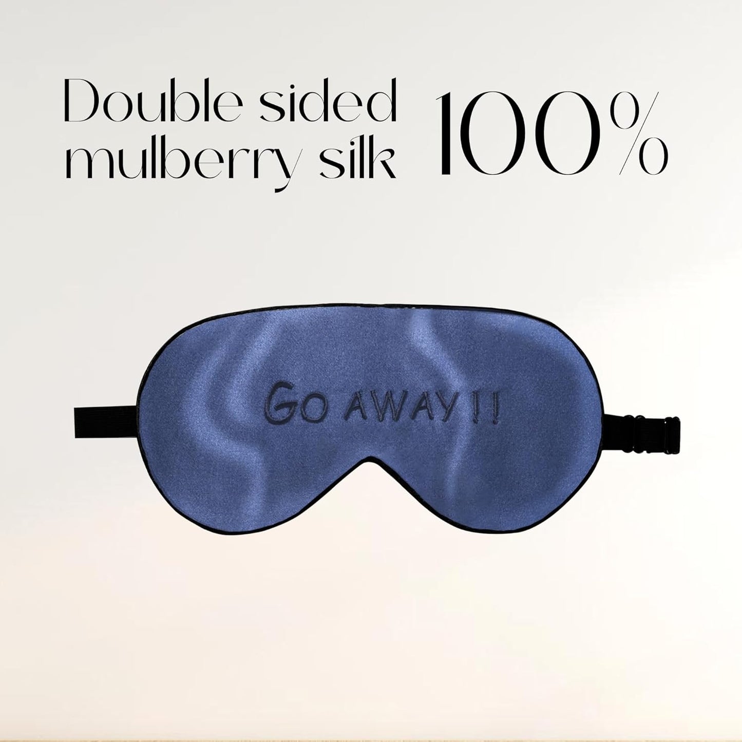 ZIMASILK 100% Natural Silk Sleep Mask Blindfold,Adjustable Super-Smooth Soft Eye Mask for Sleep with Bag(Go Away - Navy Blue)
