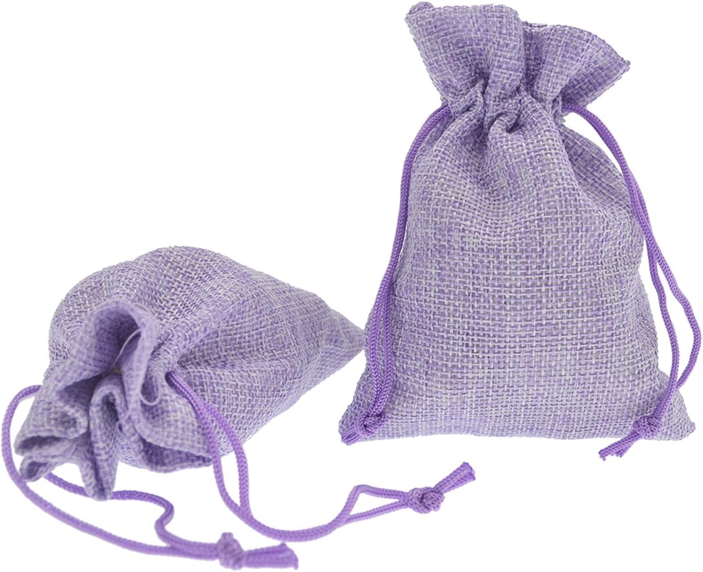 20Pcs Burlap Bags with Drawstring 2.7 x 3.5 Inch, Linen Small Party Favor Gift Bags Jewelry Pouches Sachet Sacks for Wedding, DIY Craft (Light Purple)
