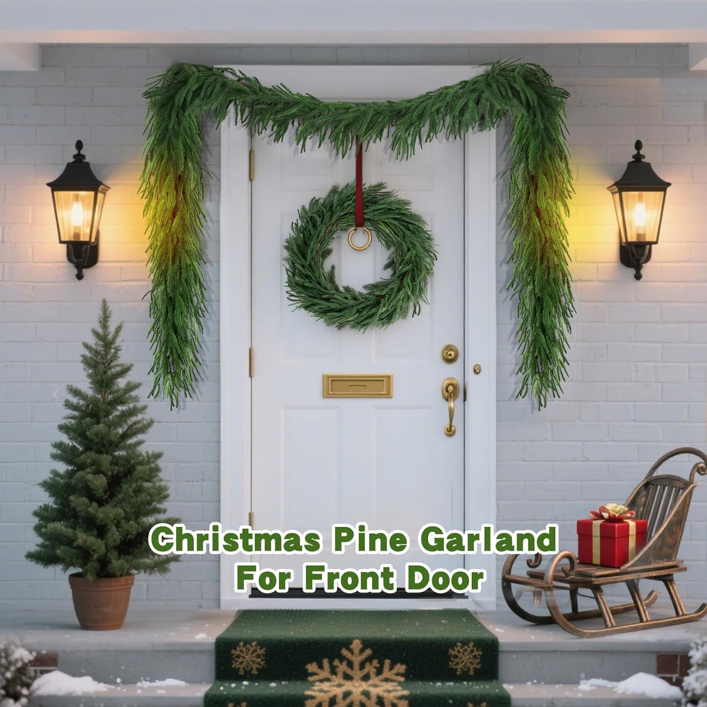 2 Pcs Christmas Garland 6 FT Artificial Norfolk Pine Garland for Winter Decoration, Realistic Green Garland Christmas Greenery for Mantle, Table, Wall, Indoor Outdoor Decor (120 Branches)