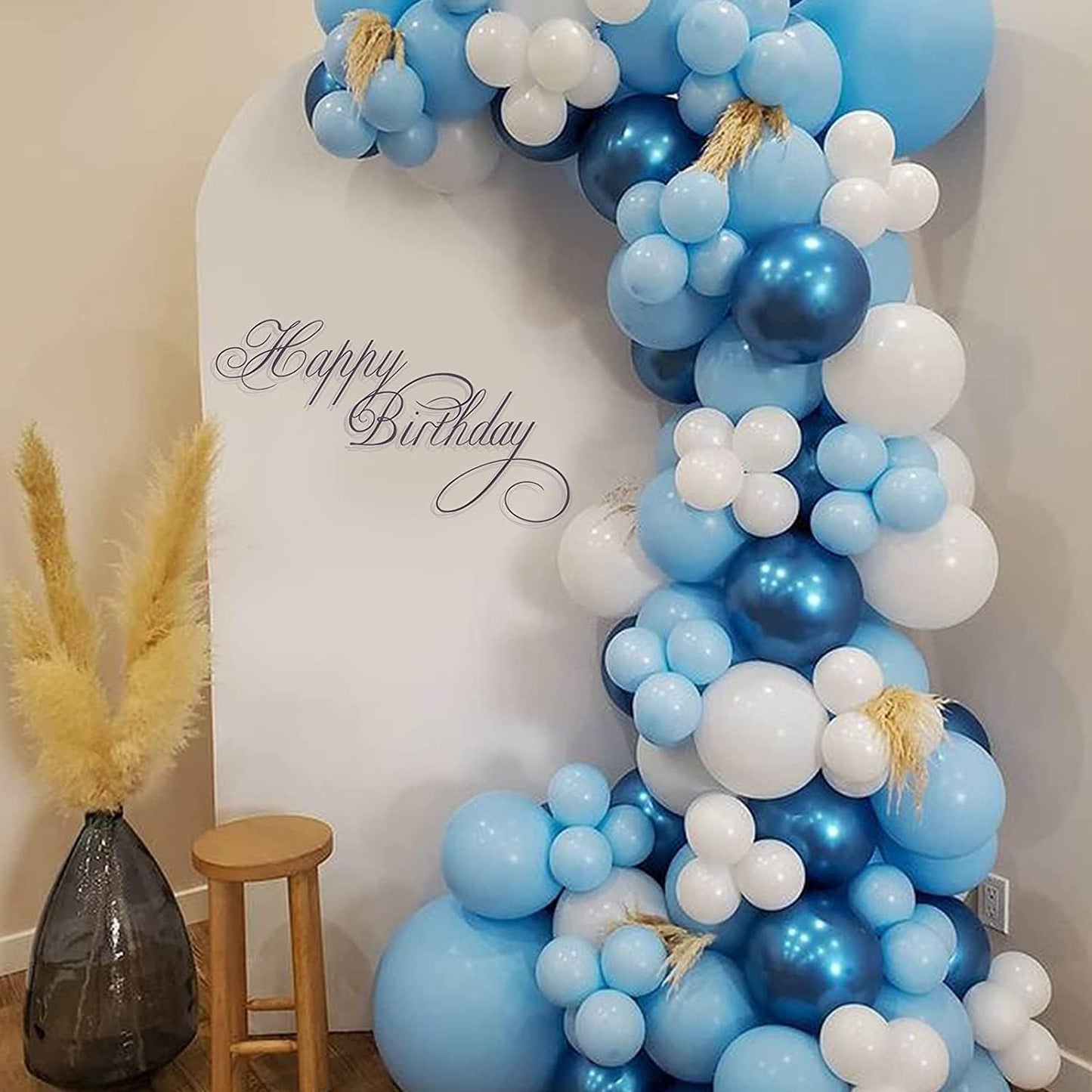 Blue Balloon Set, 60 Packs 12 Inches Metallic Balloons Pearl Macaron Baby Blue Balloon Light Blue Mixed Ballons for Bridal Shower, Baby Shower, Birthday, Wedding Party