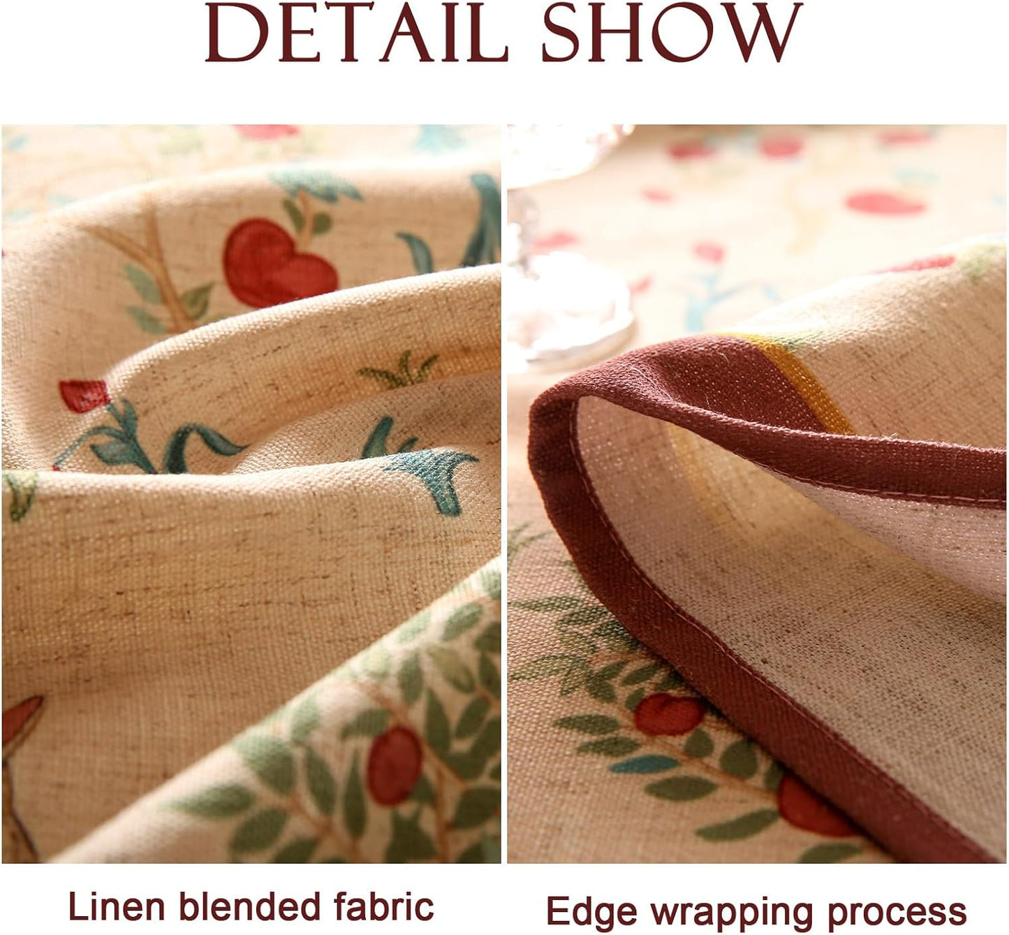 patdrea Designer Beige Tablecloth for Round Table,Vintage Italian Linen Trees Pattern Table Cloth,Decor Cover for Kitchen Dining Christmas,Thanksgiving,Tea Party,Diameter 55"-Tatiana a