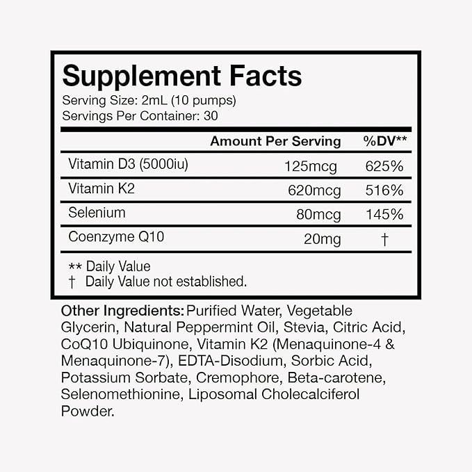 Terra Health Essentials - Liposomal Vitamin D3 + K2 | Bone Health & Calcium Absorption (1 Bottle, 30 Day Supply)