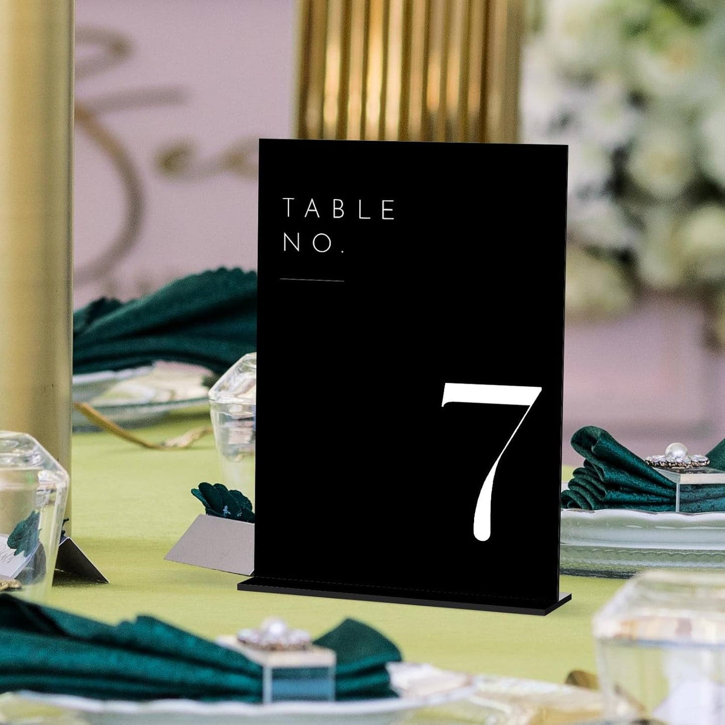 JINMURY Black Wedding Table Numbers 1-20 with Stands, 5"x7" Black Acrylic Table Numbers with White Font, Perfect for Wedding Party Reception(1-20, 5"x7")