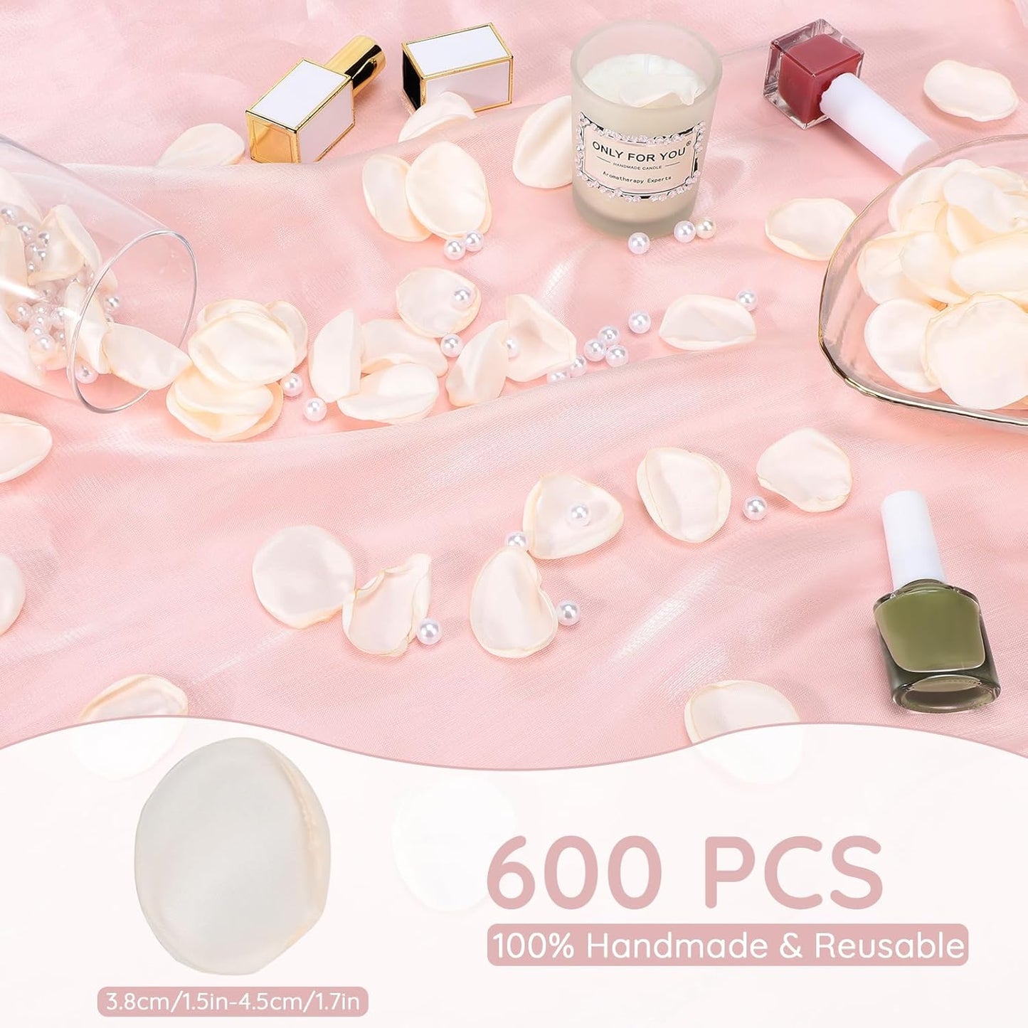 SUREAM Ivory Rose Petals, 600 Pcs Silk Flower Petals for Wedding Decorations, Artificial Petals for Table Centerpieces Party Bridal Showers Birthday Wedding Ceremony Decor