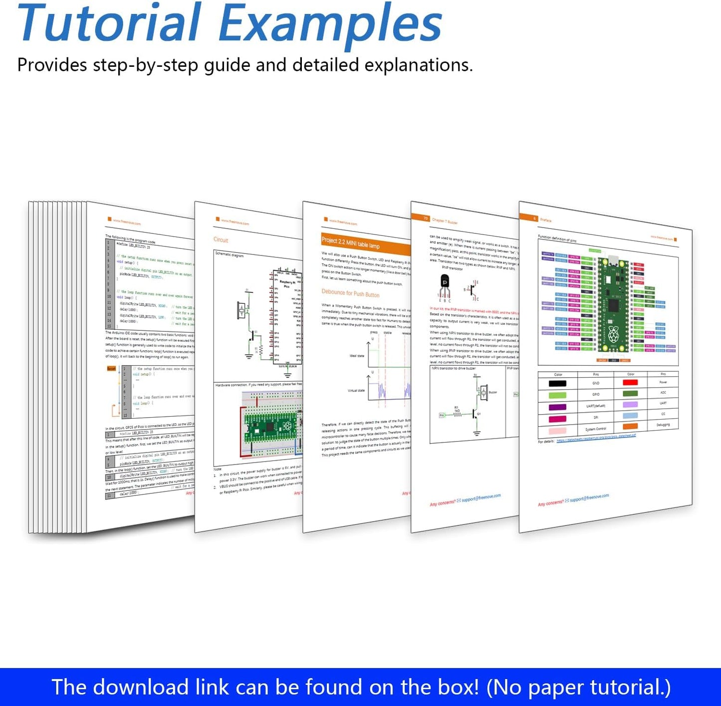 Freenove Basic Starter Kit for Raspberry Pi Pico W (Included), Dual-core Arm Cortex-M0+ Microcontroller, 386-Page Detailed Tutorial, 142 Items, 55 Projects, Python C Code