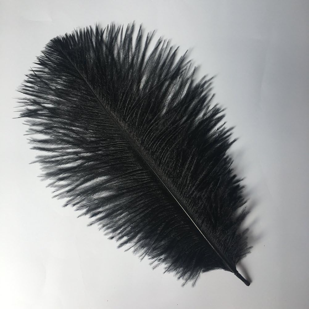 Sowder 8-10inch(20-25cm) Ostrich Feathers Plume for Wedding Centerpieces Home Decoration Pack of 10pcs(Black)