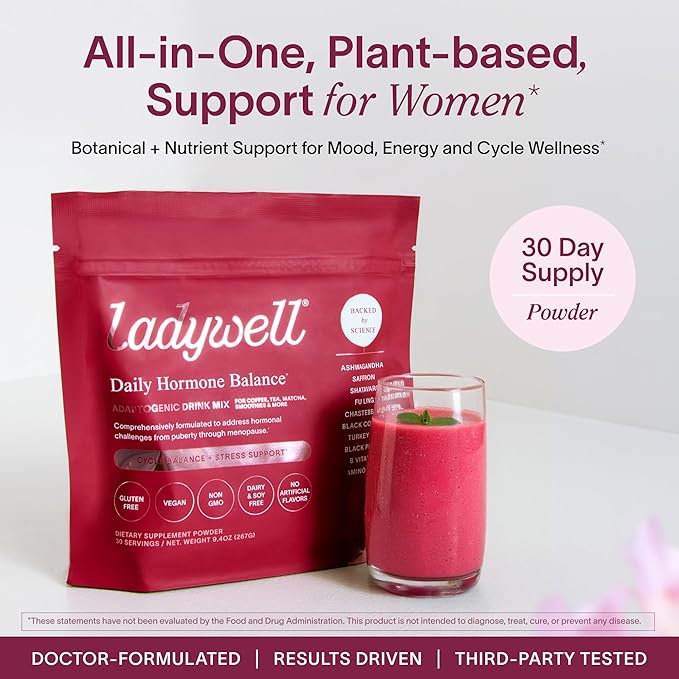 Daily Hormone Balance Powder | Natural Cycle Support for Women | Supports Mood, Bloating, Cramps, Skin Health & Cravings with Chasteberry, B Vitamins, Ashwagandha, Saffron + | 30 Servings
