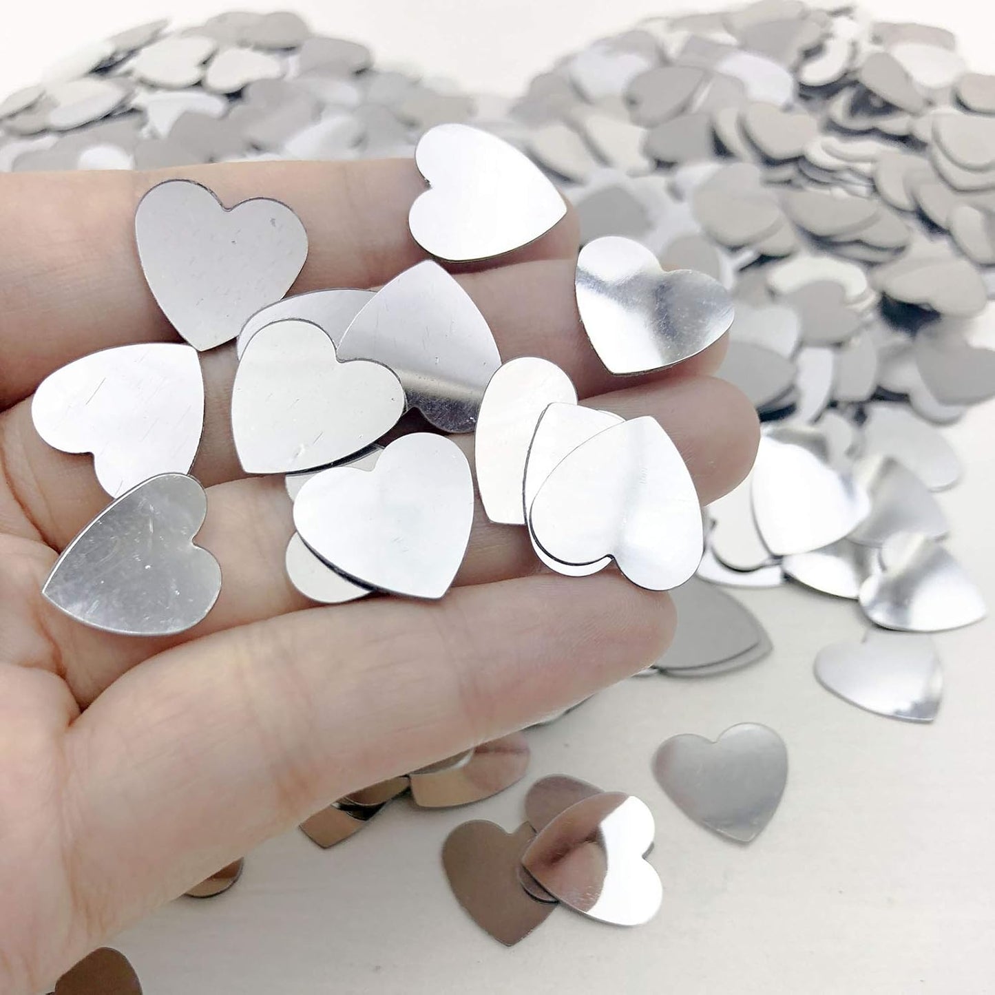 Heart Confetti Valentine's Day Silver Table Confetti Metallic Foil for Party Wedding Happy Birthday Baby Showe Bridal Shower Festival Theme Party Decorations Supplies(Silver)