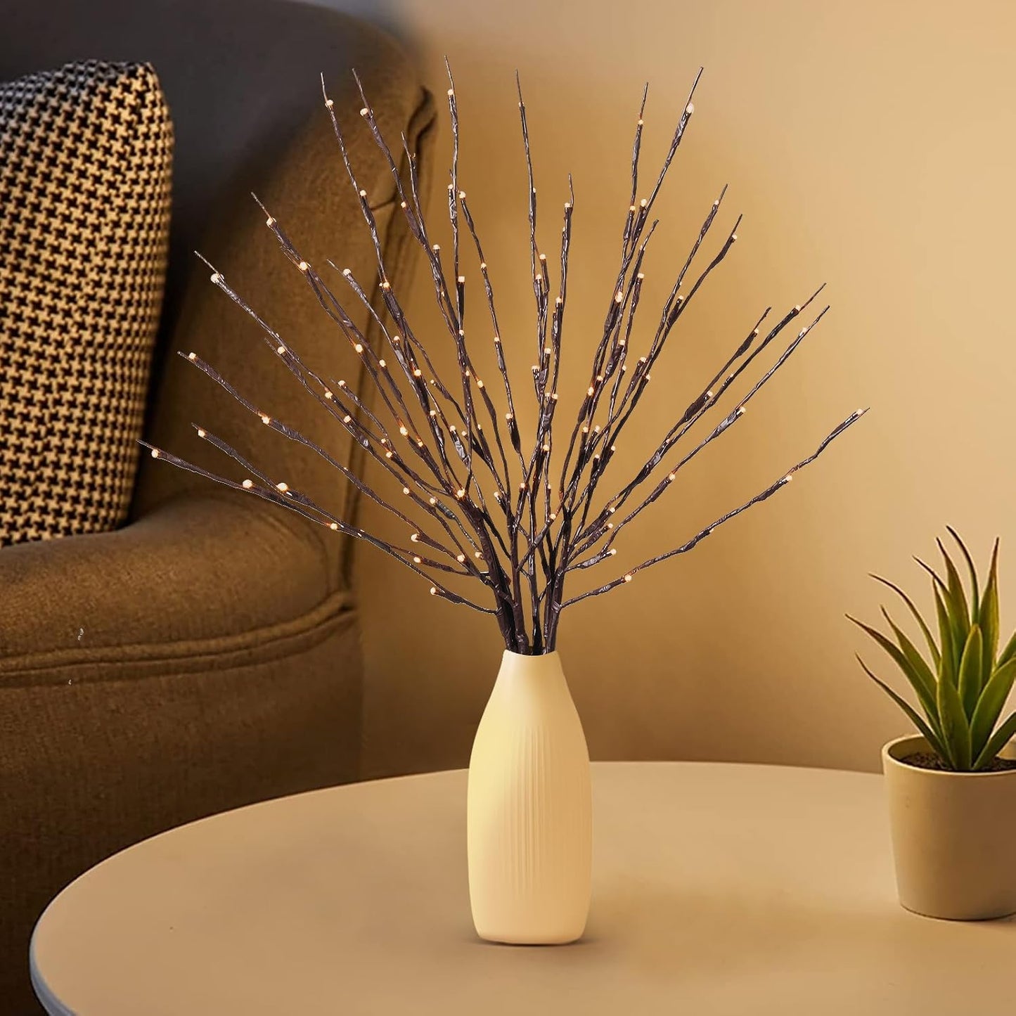 MENCH Branch Lights,3 Pcs Twig Light USB&Battery Powered 8 Flashing Modes by Remote Control.Branch Lights for Indoor and Outdoor, Light Up Decorations for Halloween Day and Christmas,Warm White