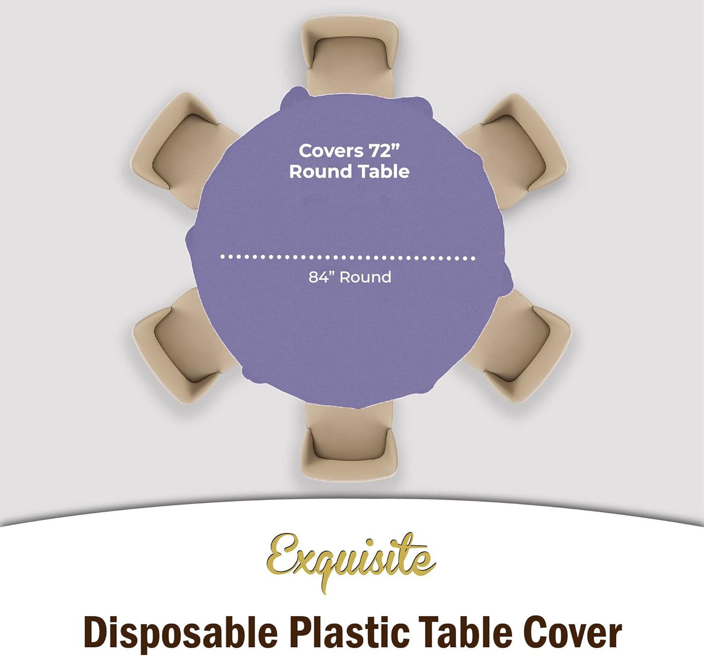 Party Solids 12-Pack Premium Plastic Tablecloth 84in. Round Table Cover - Lavender
