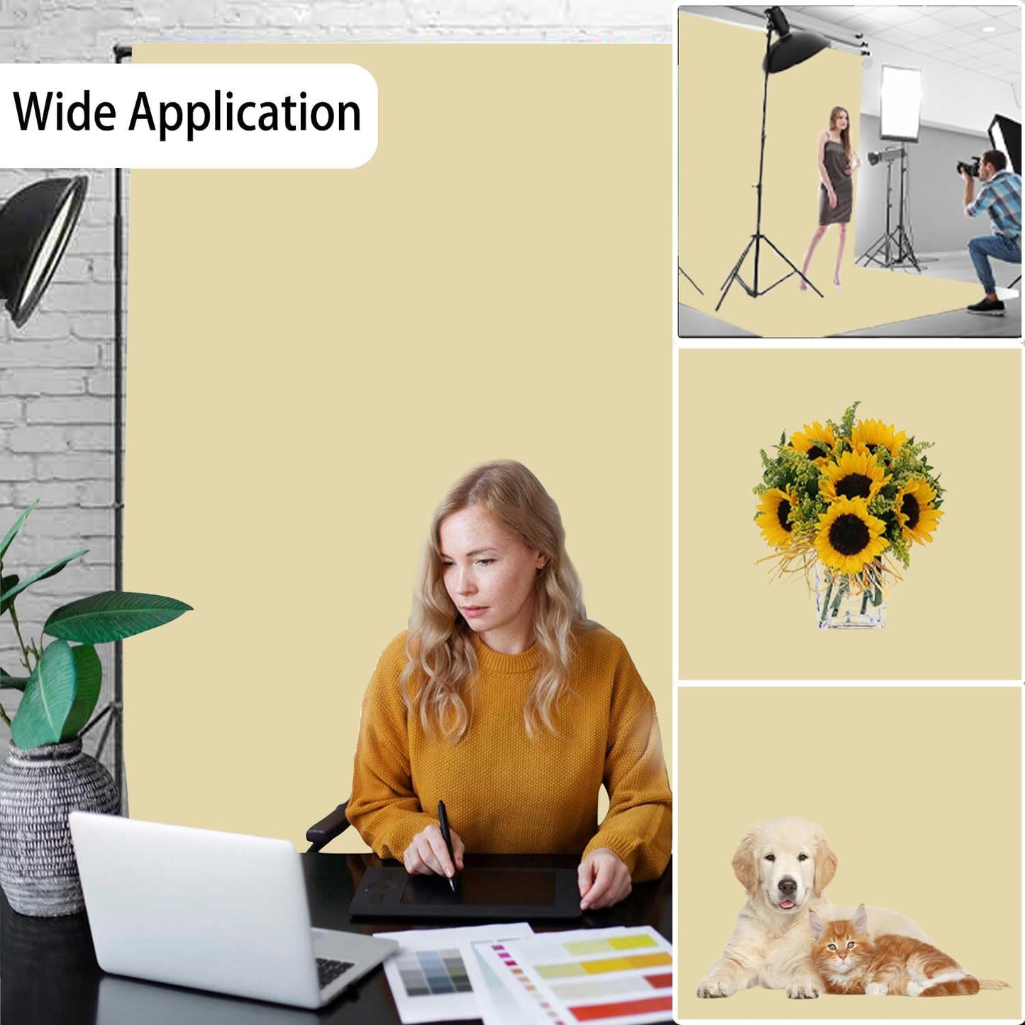 Tan Photography Backdrop for Photoshoot, Photo Backdrop Curtain, Perfect Tan Backdrops for Party Portrait Photoshoots Video Studio 6FTx9FT