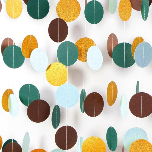 Sage-Green Gold Brown Party Decorations - 52FT Paper Streamers Gender Neutral Baby Shower Bridal Shower Garland Boho Birthday Rustic Decoration Woodland Theme Decor HongTongTong