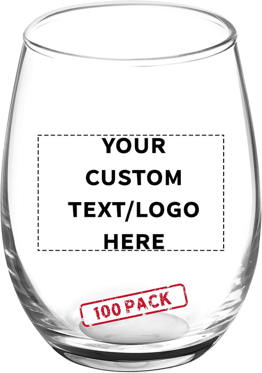 Custom Stemless Wine Glasses by ARC 5.5 oz. Set of 100, Personalized Bulk Pack - Perfect for Hotel, Bar, Restaurant or Lounge - Black