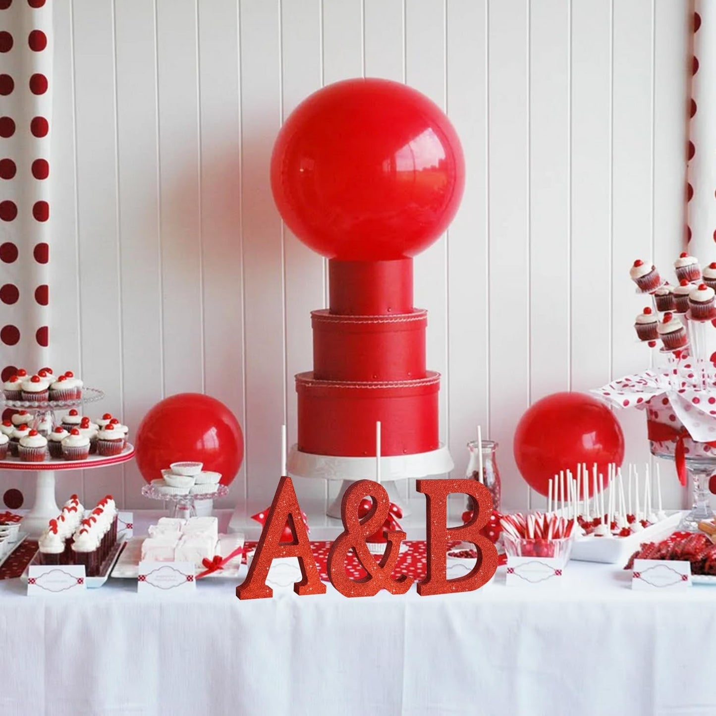 TONIFUL 8 Inch Red Glitter & Table Centerpiece A-Z Red Birthday Party Decorations,Red & for Birthday,Chrismas,Graduation,Bridal Shower,Wedding,Anniversary Party Supplies