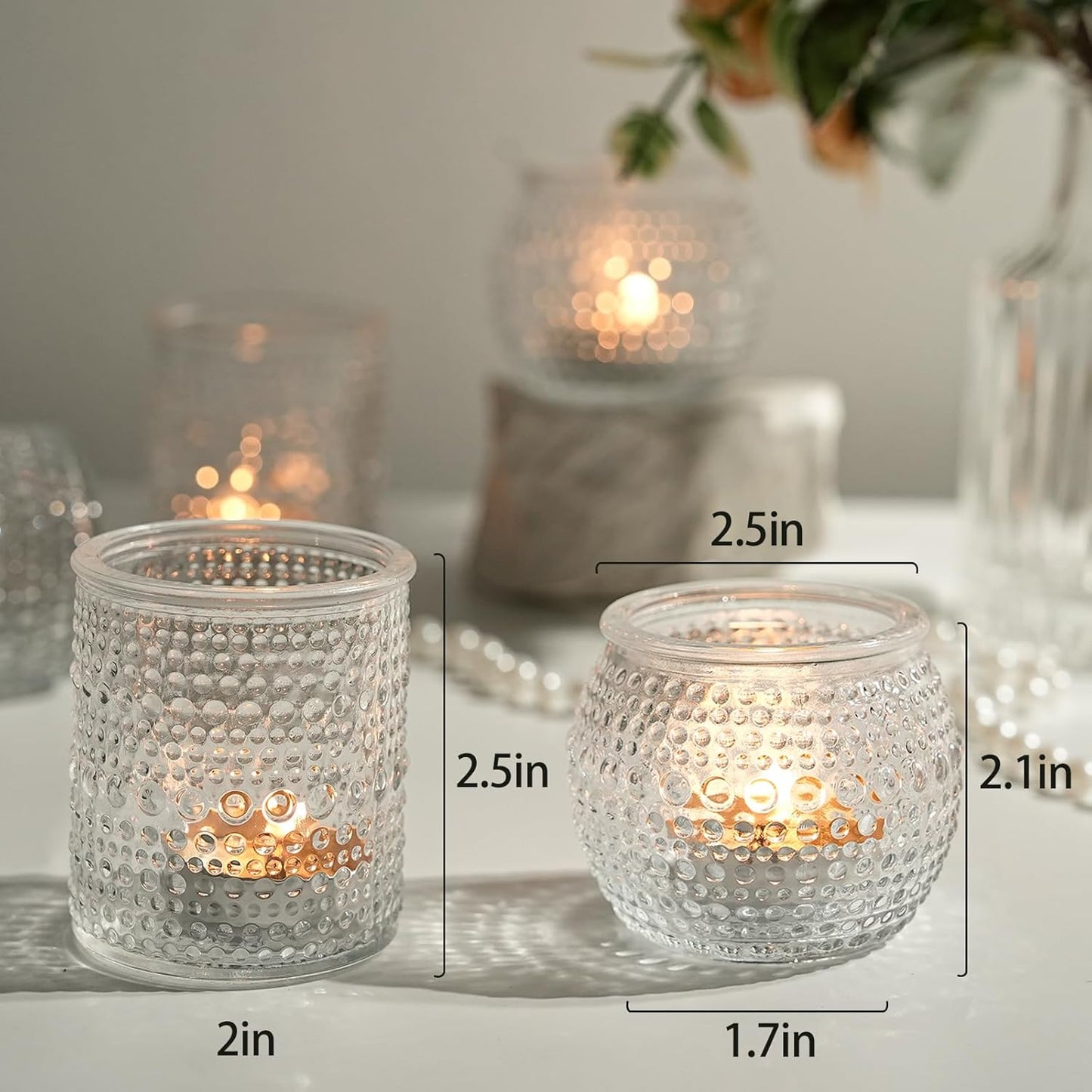 36pcs Votive Candle Holders, Clear Tea Light Candle Holder Glass for Diwali, 2x2.5inchs Candle Holders for Wedding, Table Centerpiece, Birthday and Holiday Decorations