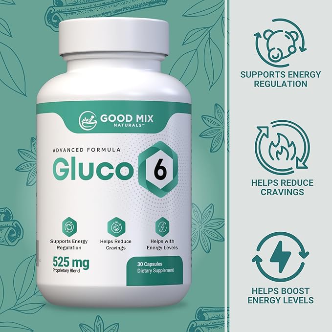 Gluco6 Herbal-Based Solution Supplement | 525mg 30 Powder Capsules - 6 Month Supply | Plant Ingredients - Non GMO - Made in USA - 6 Pack