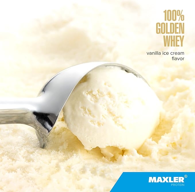 Maxler 100% Golden Whey Protein - 24g of Protein per Serving - Premium Whey Protein Powder for Pre Post Workout - Fast-Absorbing Whey Concentrate, Isolate & Hydrolysate Blend - Vanilla Ice Cream 2 lb