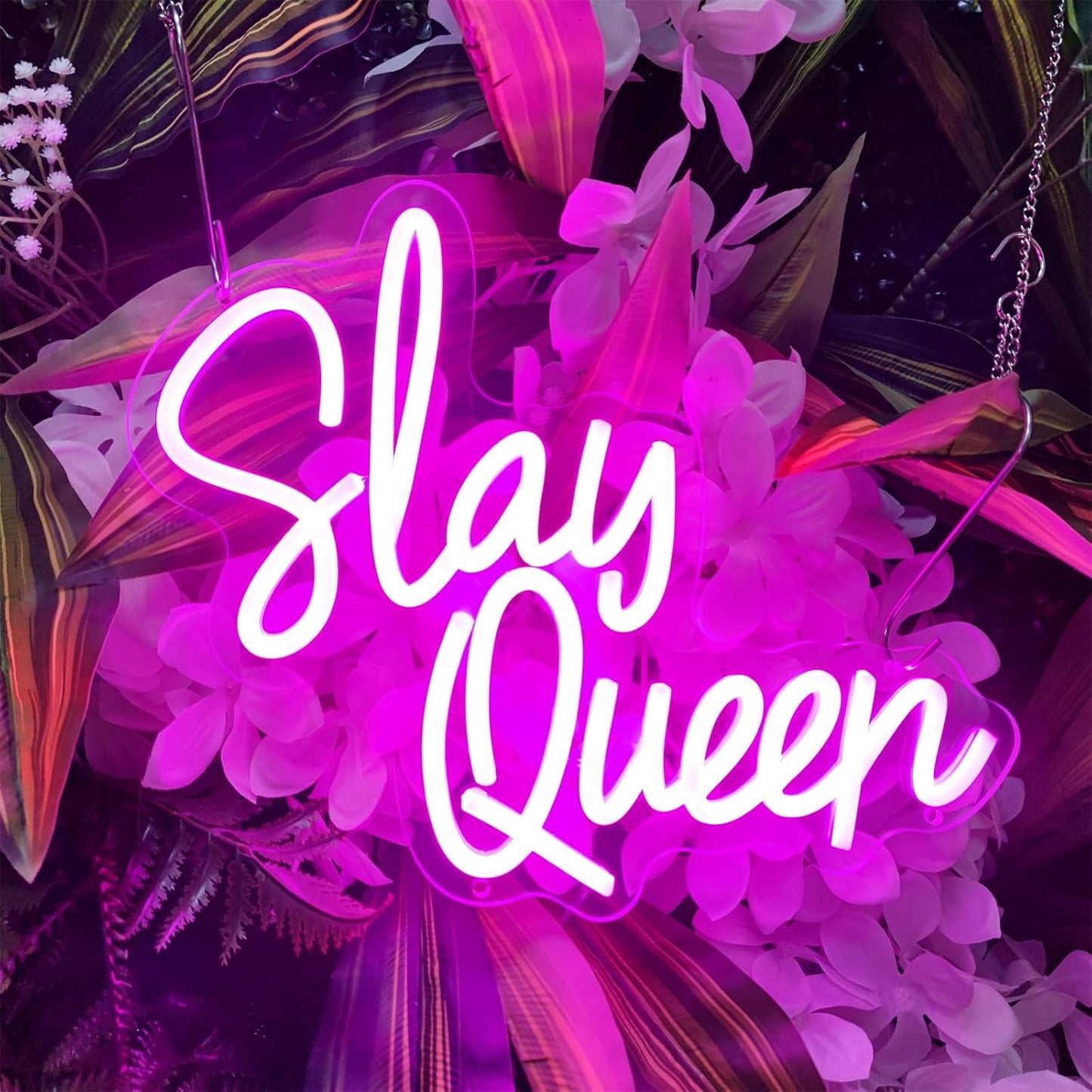 Slay Queen Neon Sign Slay Neon Signs for Wall Decor, LED Light Sign for Bedroom Preppy Girl Aesthetic Room Dorm Decor Y2k Bar Party, 12.5" x 10.7"