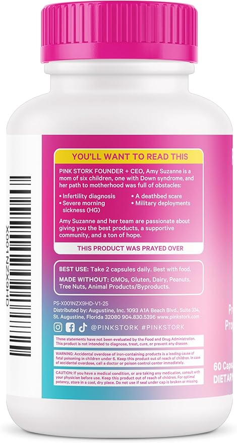 Pink Stork Fertility Supplements for Women – Preconception Vitamins with Inositol, Vitex & Ashwagandha – Women’s Fertility Supplement for Conception & Hormone Balance – 60 Vegetarian Capsules