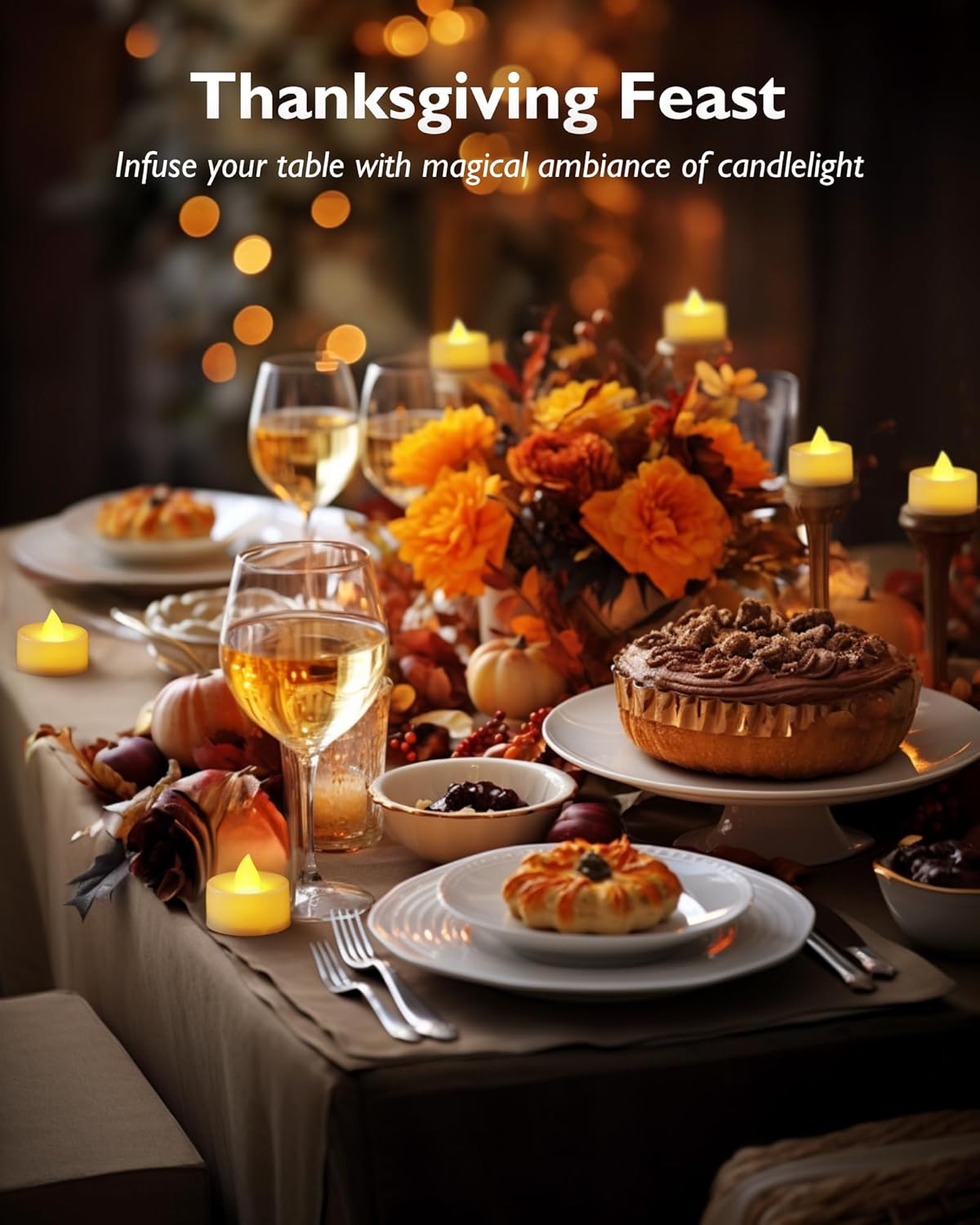 Homemory 12-Pack Flameless LED Tea Lights Candles Battery Operated, 200+Hour Fake Electric Candles TeaLights for Votive, Halloween, Ofrenda, Diya, Wedding Centerpiece Table Decor, Funeral, Christmas