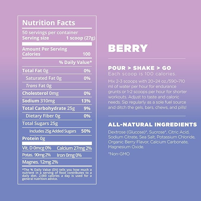 Tailwind Nutrition Endurance Fuel, Carbohydrate & Electrolyte Sports Drink Mix Powder, Gluten-Free, Vegan, Berry, 50 Servings