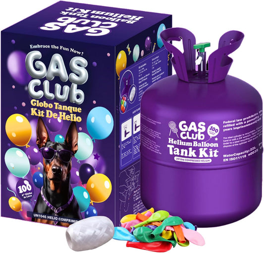Helium Tank for Balloons At Home, 22L Balloon Kit Up To 100 Latex Balloons, Balloon Pump Kit Includes Latex Balloons and Ribbon, Perfect for Parties and Events