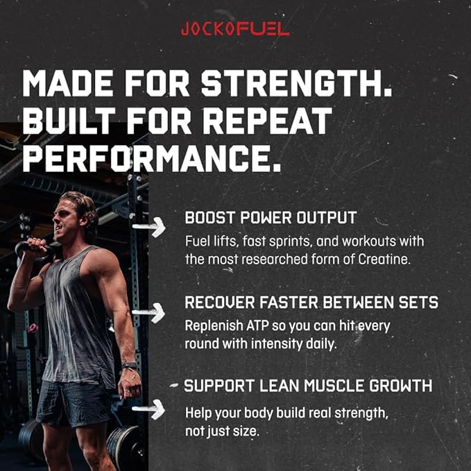 Jocko Fuel Creatine Stick Packs - Creatine Monohydrate Powder Travel Packs for Men & Women, Supplement for Athletic Performance & Muscle Health, 30 Servings 150g (Unflavored)