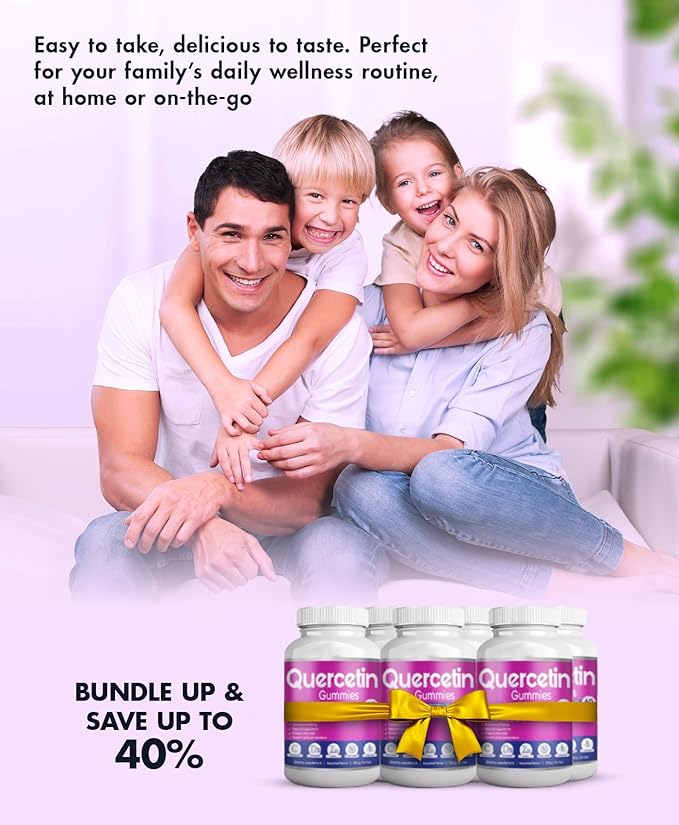 (2 Pack) Quercetin Gummies by BioVitalica - Quercetin with Bromelain Vitamin C and Zinc & Elderberry + Vitamin D3-5 in 1 Immune Support - Zinc Quercetin 750 mg for Kids and Adults