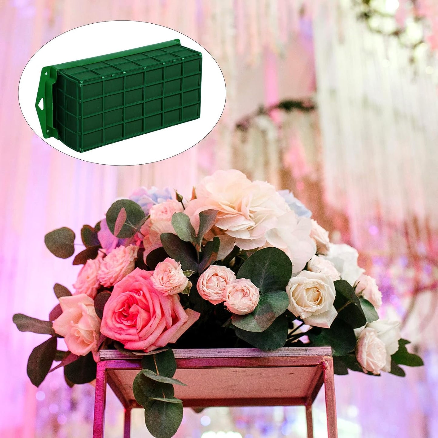 Boao 2 Pieces Floral Foam Cage Holder with Floral Foam for Fresh Flowers Cage Bowl for Table Centerpiece Flower Arrangement, Rectangle, 11.8 x 4.7 x 3.1 Inch