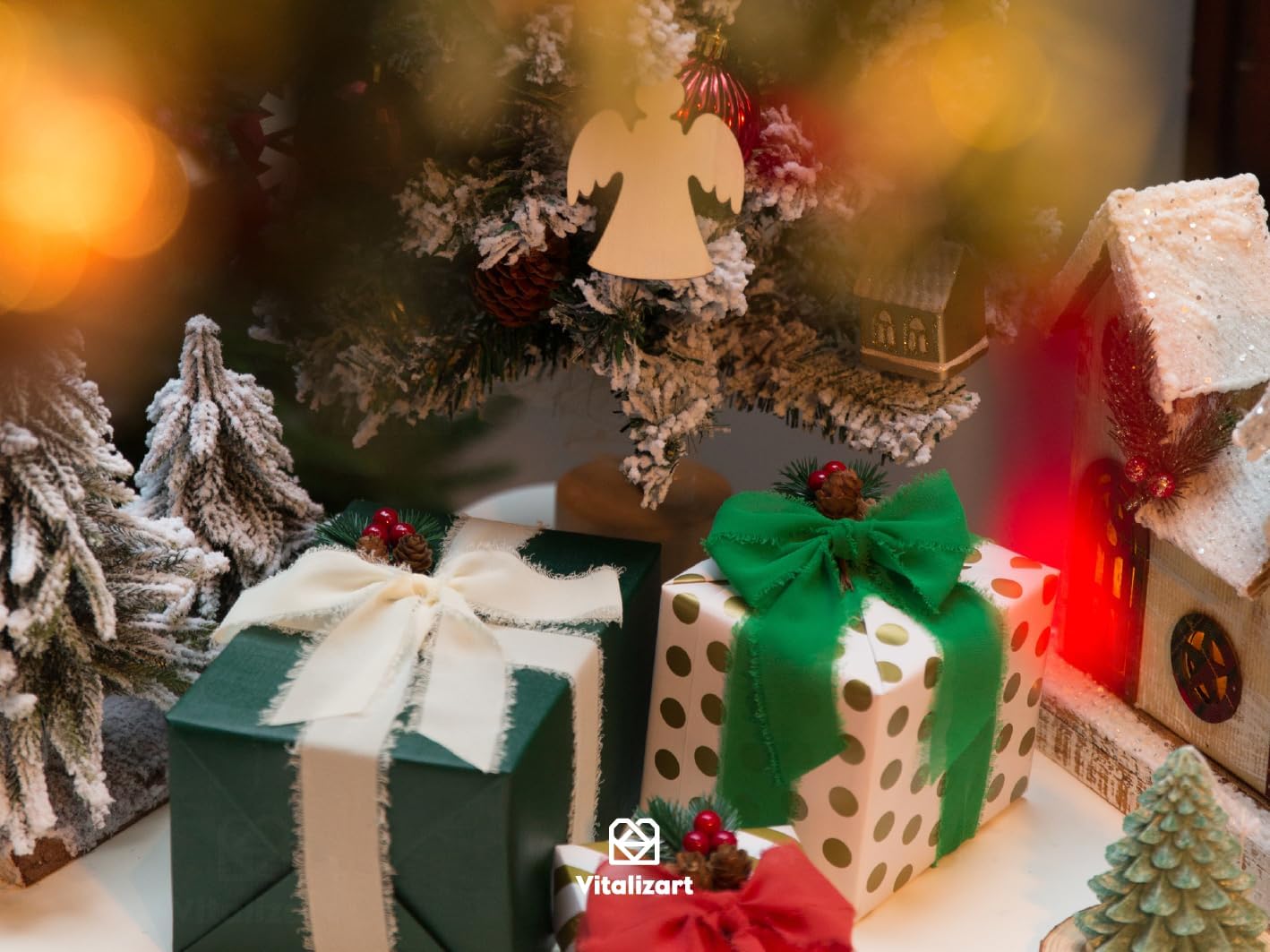 Vitalizart Christmas Handmade Chiffon Silk Ribbon Fringe 1.5" x 21 Yd Frayed Edges Ribbons for Wedding Invitations Bridal Bouquets Gifts Wrapping Crafts Holiday Decorations Red Green White