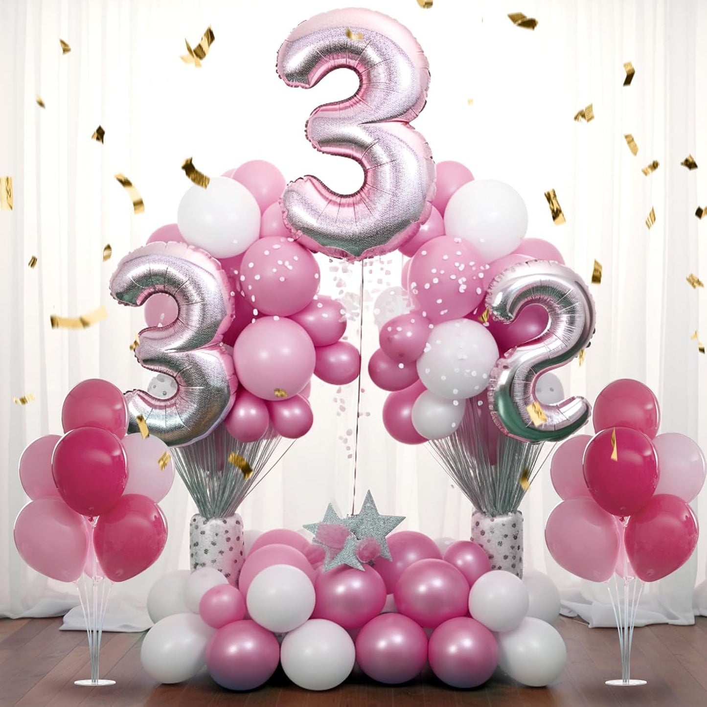 4 Set Balloon Stand Kit - Table Balloon Stands with Base, Easy Assembly Balloon Sticks, Reusable Balloon Holders for Baby Showers, Weddings, Birthdays, Party Decorations.
