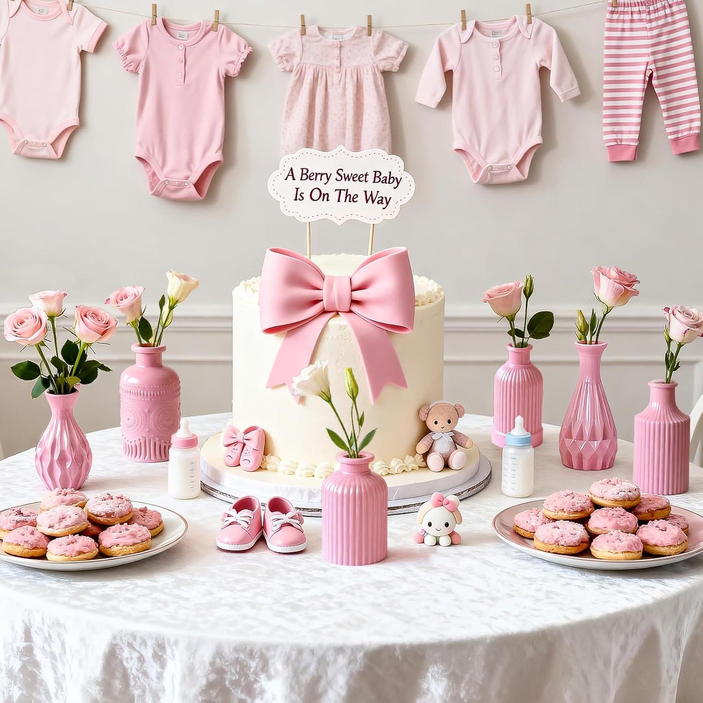 Baby Pink Glass Bud Vases Set of 12, Mini Flower Vase for Centerpieces, Small Vases in Bulk for Wedding Decoration, Vintage Vase for Baby Shower Centerpieces, Home Décor