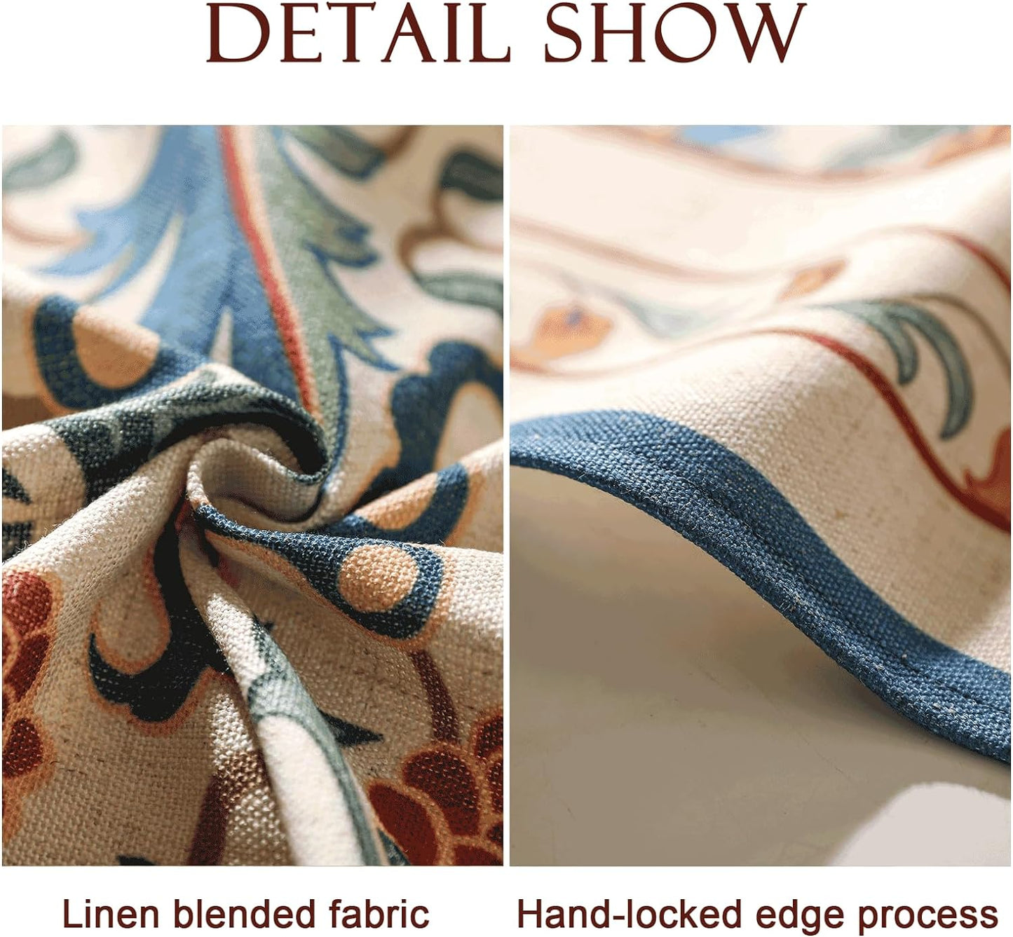 patdrea Designer Vintage Linen Long Tablecloth for Rectangle Table,French Soft Durable Floral Tablecloths,Colorful Table Cover for Kitchen Dining,Parties,Christmas,Thanksgiving,63"x102"-Puno