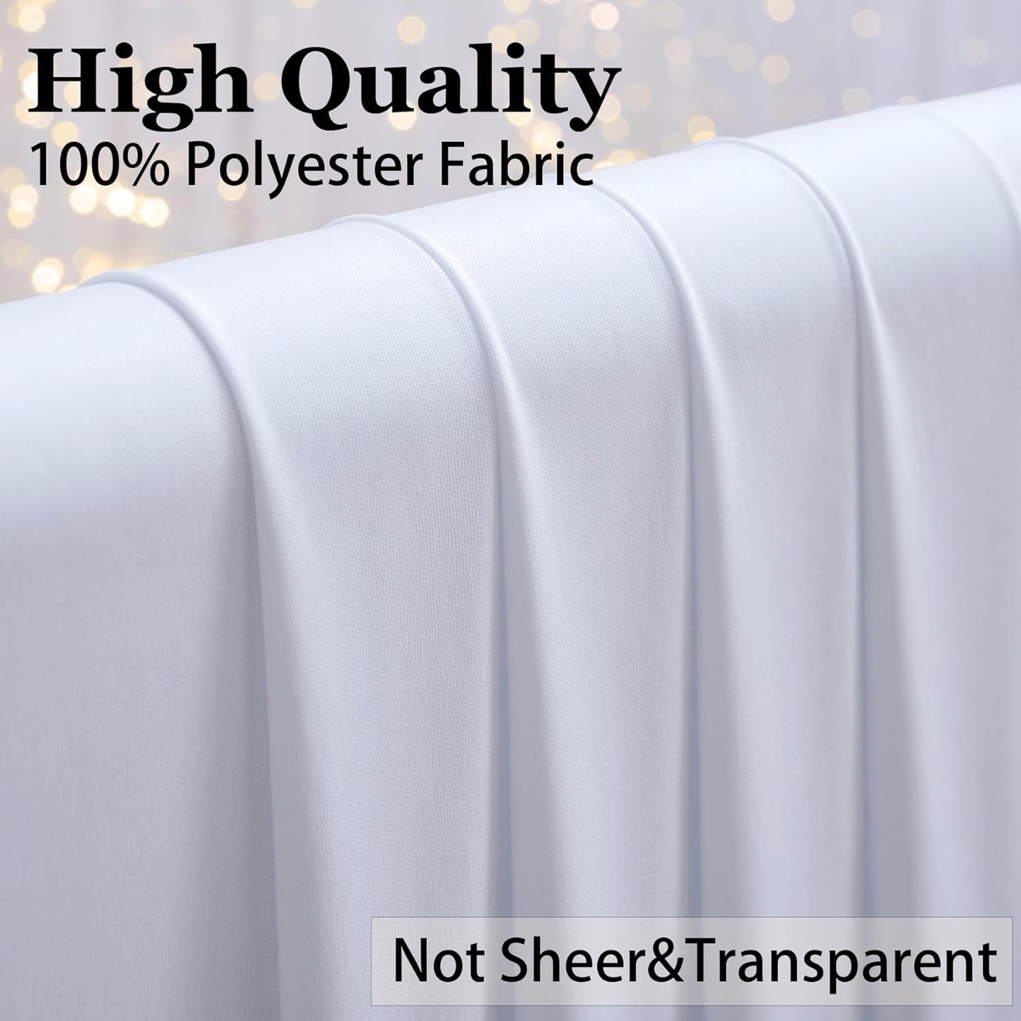 50×12ft Wrinkle Free White Backdrop Curtain, Soft Silky Draping Wedding Drapes for Backdrop 10 Panels 12 ft Long Backdrop Curtains for Birthday Baby Shower Photo Photography Background Cloth