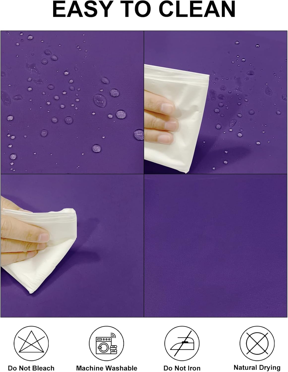 Fokitut 2 Pack Waterproof Rectangle Tablecloth, 90x132 Inch,Stain Resistant and Wrinkle Polyester Table Cloth, Fabric Table Cover for Kitchen Dining, Wedding, Party, Holiday Dinner-Purple