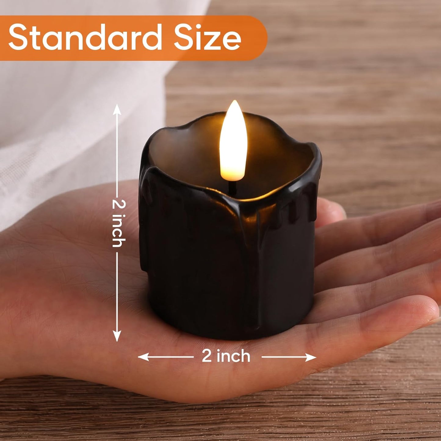 Eywamage Black Dripping Wax Flameless Candles with Timer Batteries, Realistic Flickering LED Votive Candles Set of 6