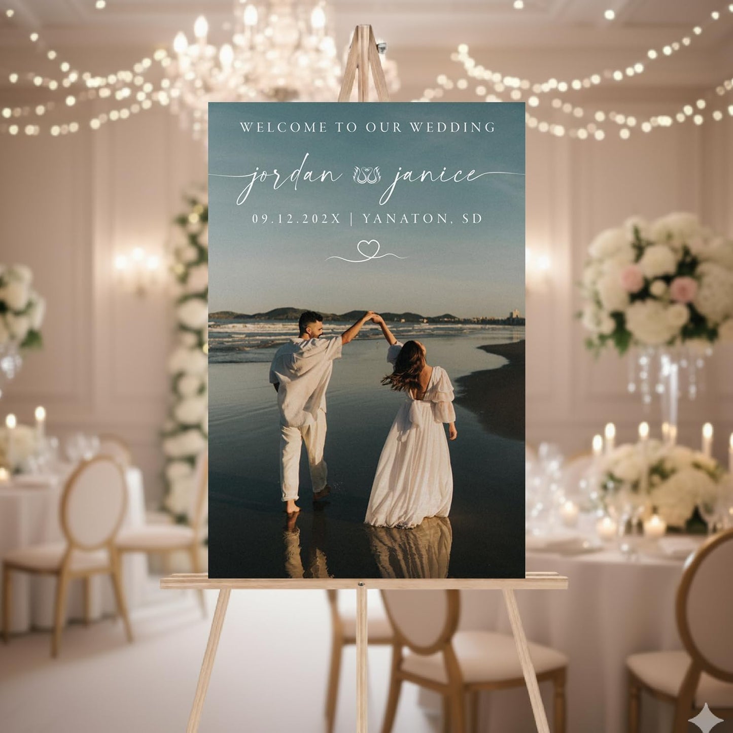 Personalized Wedding Photo Acrylic Welcome Sign – Custom Picture Board with Bride & Groom Names, Elegant Acrylic Wedding Reception Entrance or Ceremony Decoration, Indoor & Outdoor Keepsake Gift #11
