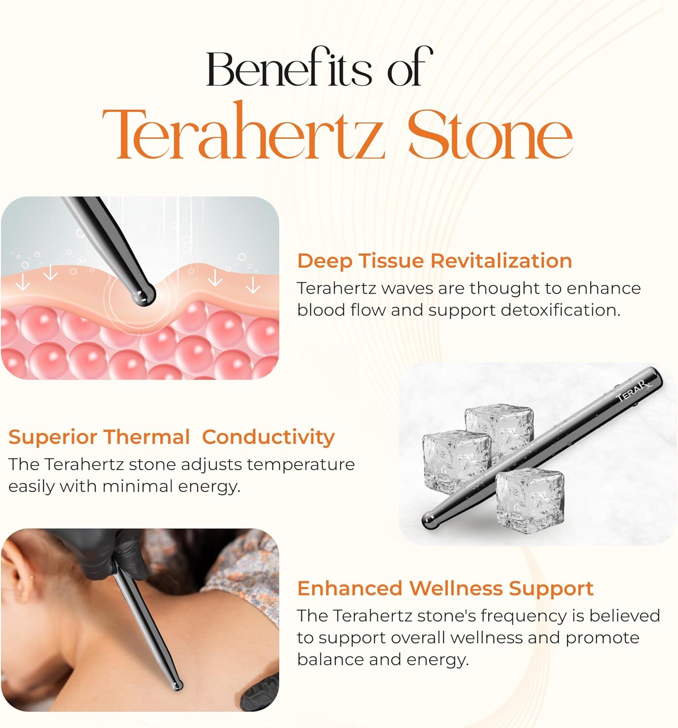 TeraRX® Terahertz Acupuncture Pen for Face – Authentic Terahertz Stone Pressure Point & Deep Tissue Massage Tool - Premium Acupressure Pen & Reflexology Tools for Beauty & Self-Care Rituals