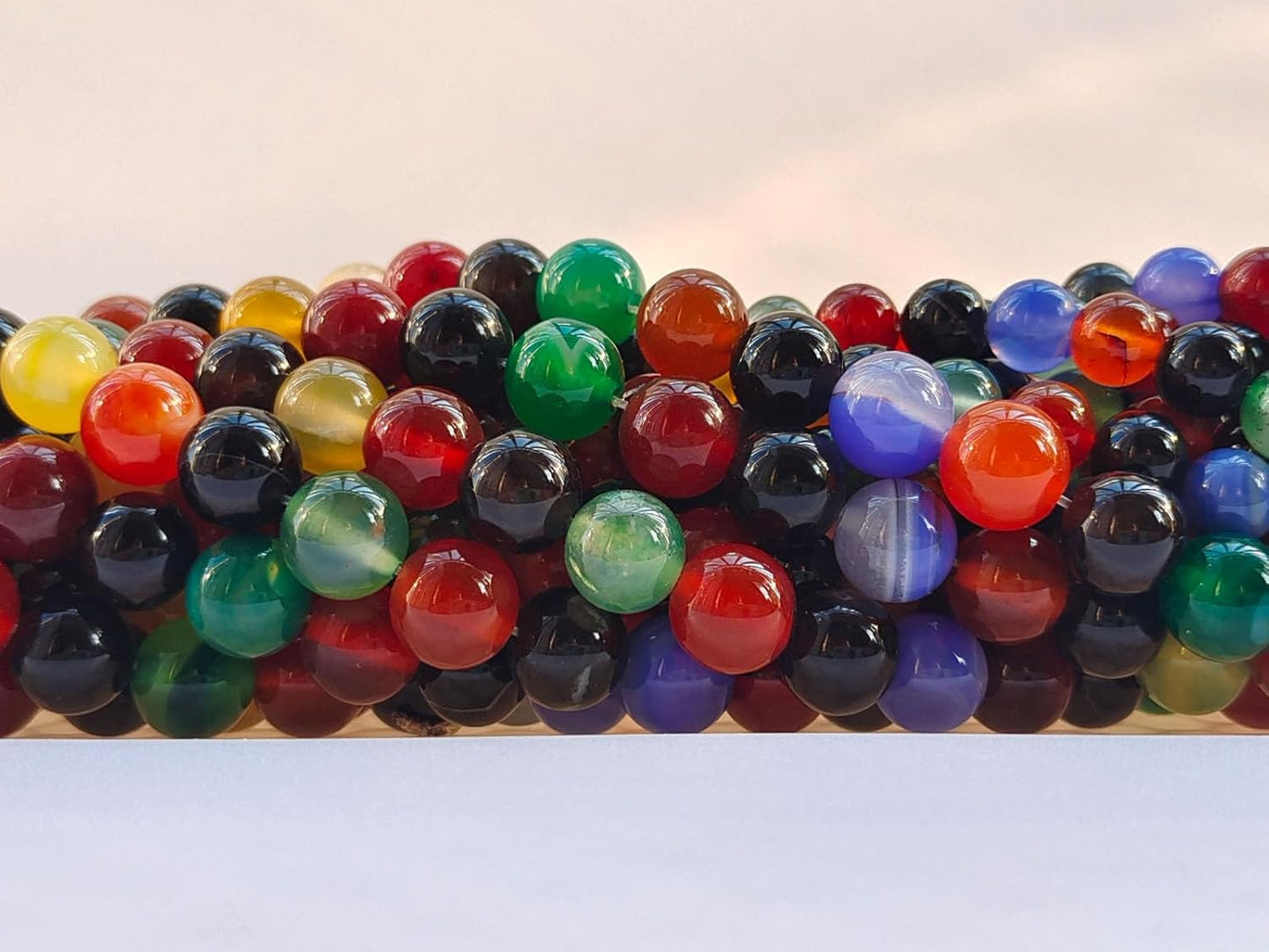 Stone Beads 10mm 60pcs Colorful Agate Beads Round Loose Gemstones Beads for Bracelet Necklace Jewelry Making (10mm, 61011 Colorful Agate)