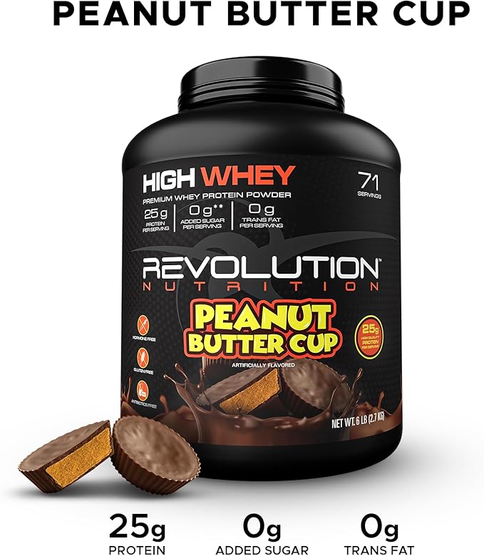 High Whey, Protein Powder 6LB, Whey Isolate, Gluten Free, Lean Muscle Mass for Men & Women, 25g of Protein Per Scoop, 2.7kg, 73 Servings (Peanut Butter Cup, 6 Pound)