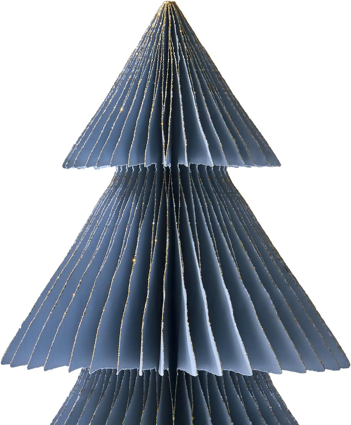 LampLust Winter Ornaments, 2 Pack Dusty Blue Honeycomb Paper Trees, 10 & 12 in, Blue Winter Wonderland Table Centerpieces Decorations for Home Mantel Decor