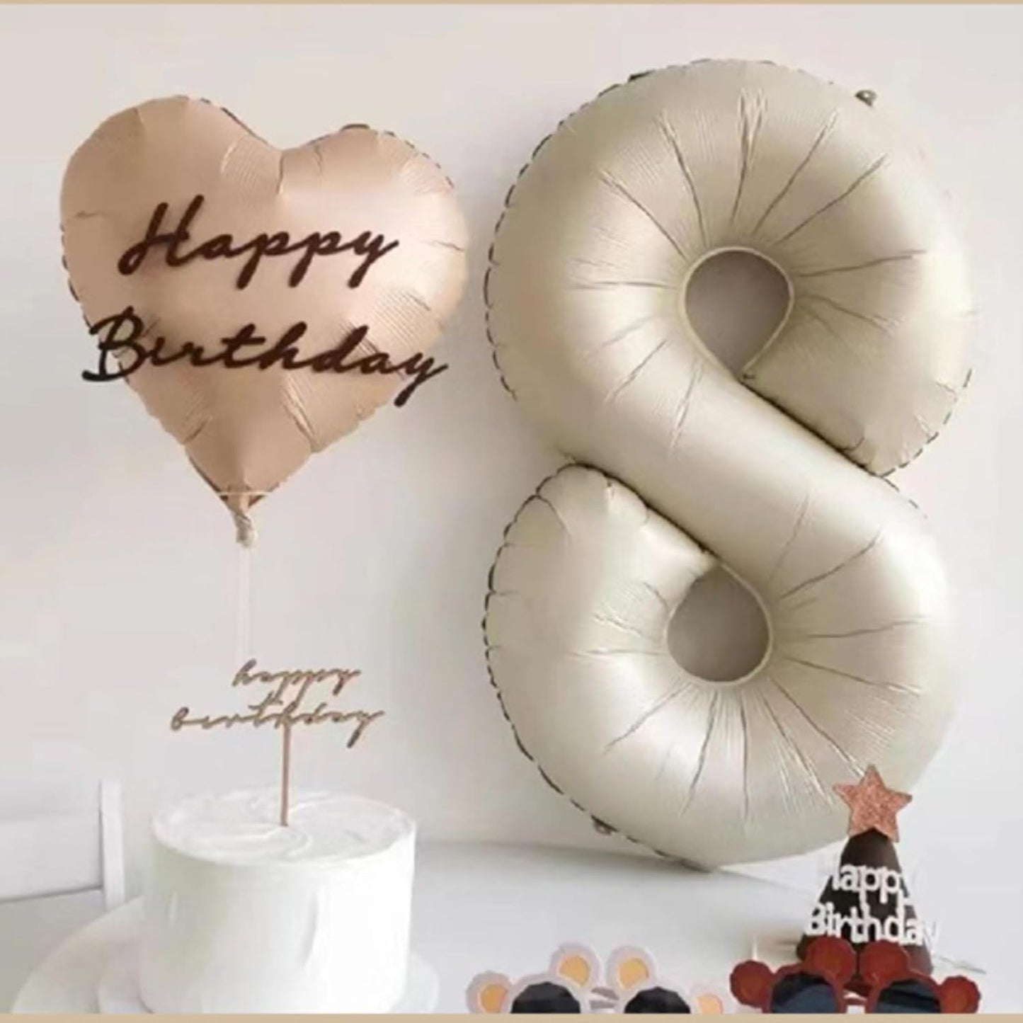 40 Inch Cream White Number 8 Balloon Mylar Big Foil Helium Number 8 18 28 38 48 58 68 88 Balloon Digital Birthday Party Wedding Decorations, Boy Baby Shower Decorations (Cream No 8)