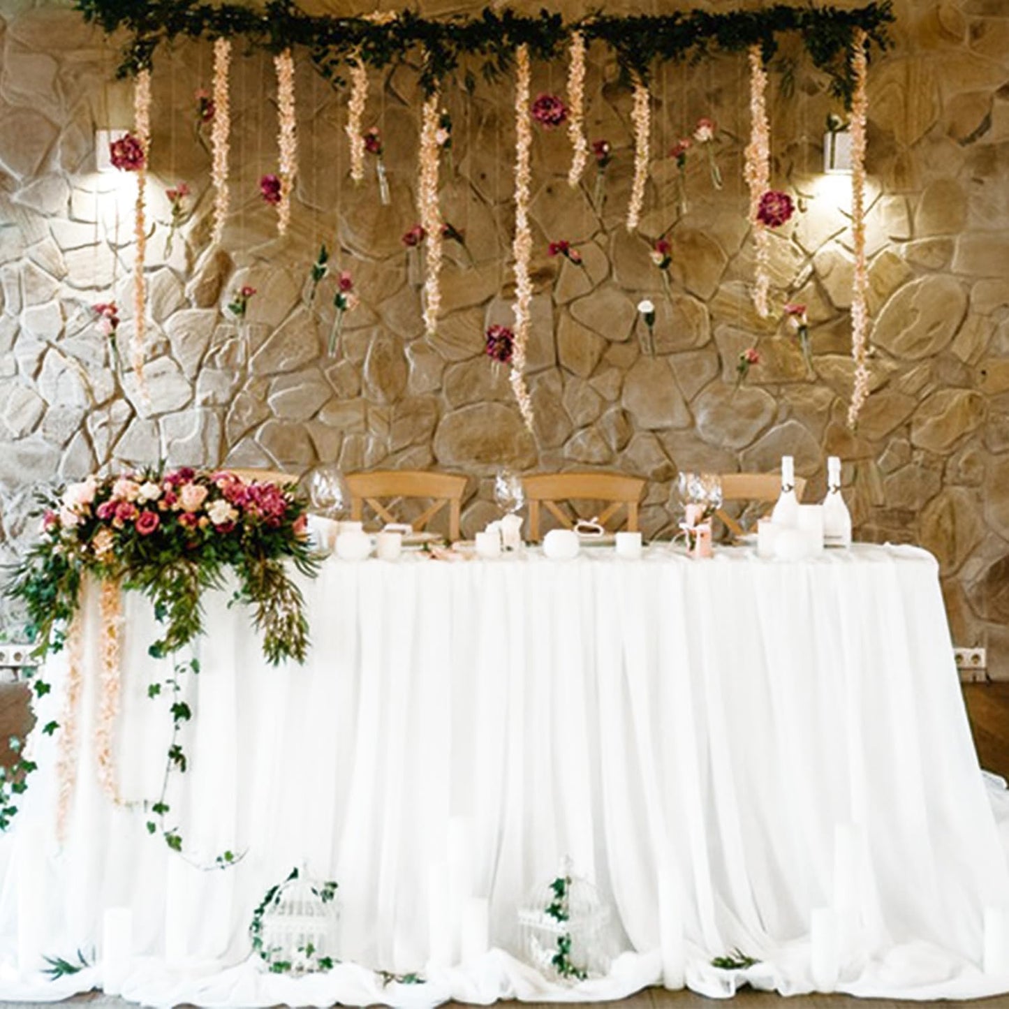 12 Pack Cheesecloth Table Runner, Runner Gauze Boho Wedding Decor Romantic Table Runner for Wedding Birthday Party(35" x 118") (White)