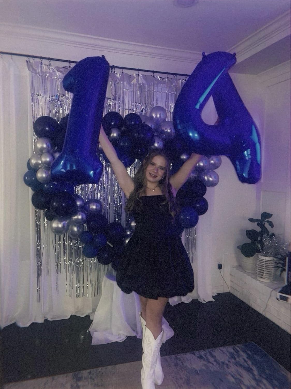 40 Inch Night Blue Large Number 4 Birthday Balloon, Giant Number Four 14 24 34 40 44 Balloons, Night Blue Foil Mylar Big Balloons for Anniversary Graduation Supplies Decorations