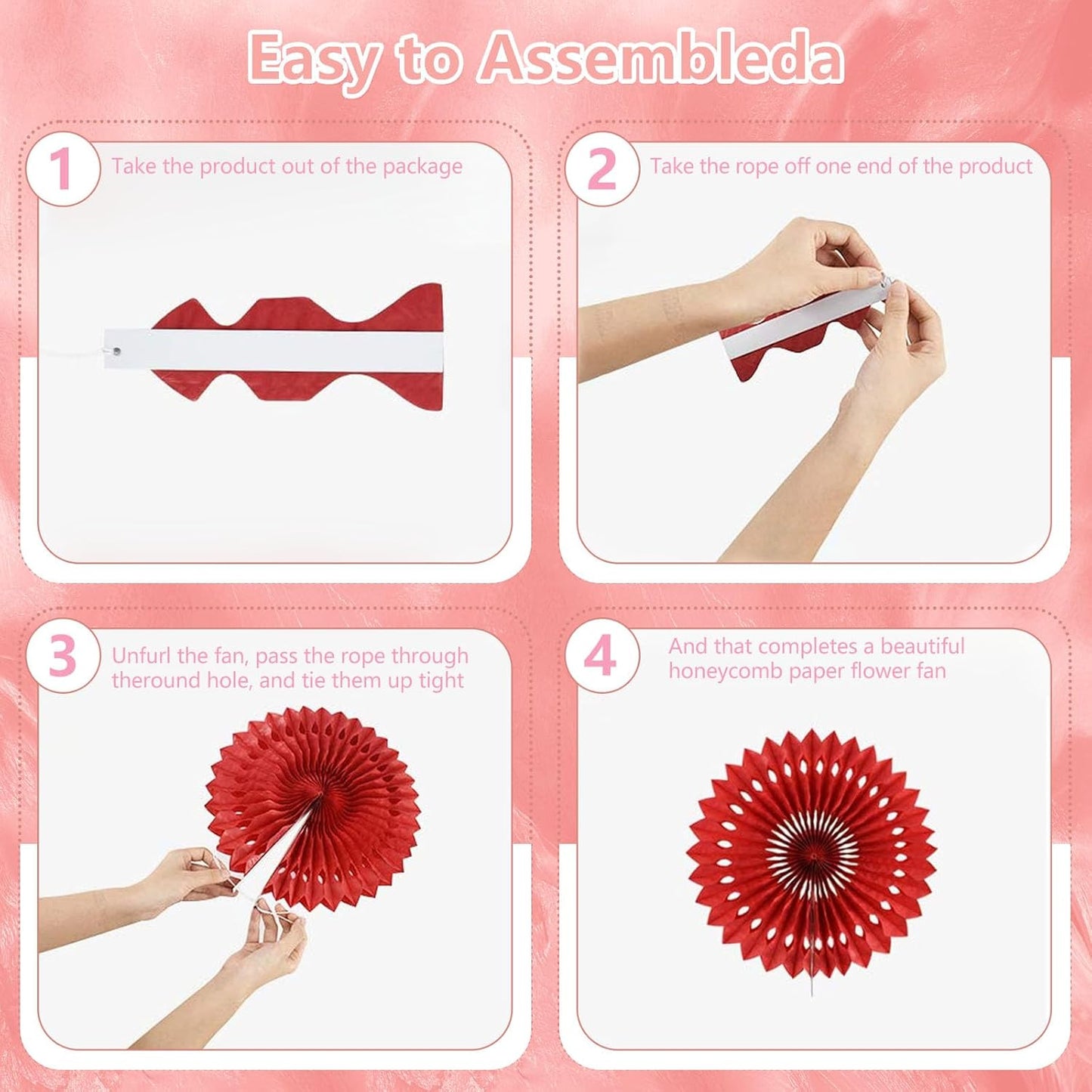 20 Pcs Light Pink Hanging Paper Fan, Hanging Honeycomb Round Paper Fans for Weddings, Birthdays, Christmas, Baby Showers, Classroom, Events Ceiling Party Supplies Decorations