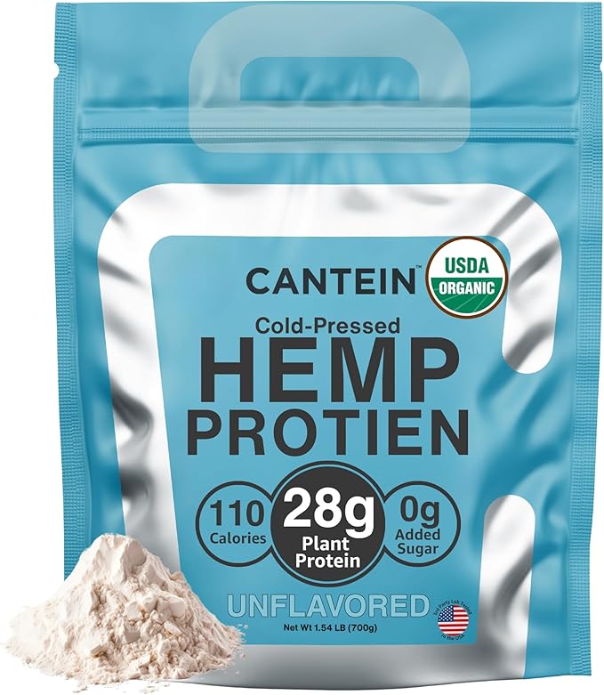 Organic Hemp Protein, Vegan Protein Powder, Clean Plant Based Protein Powder, Non Dairy Protein, Lactose Free Natural Protein, Gluten Free- 20 Servings, Unflavored